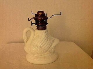 Antique Miniature Swan Figural Oil Lamp