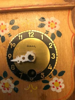 Vintage Wooden Heco Small Mini Grandfather Clock Wooden Made In Germany with Key 2