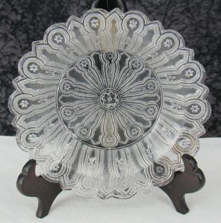 Antique Boston & Sandwich Pressed Hairpin Lacy Flint Pressed Glass Bowl