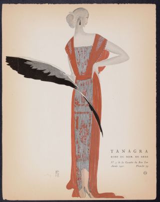 Bon Ton By Brissaud - Tanagra - Robe Du Soir.  - 1921 Fashion Pochoir Lithograph