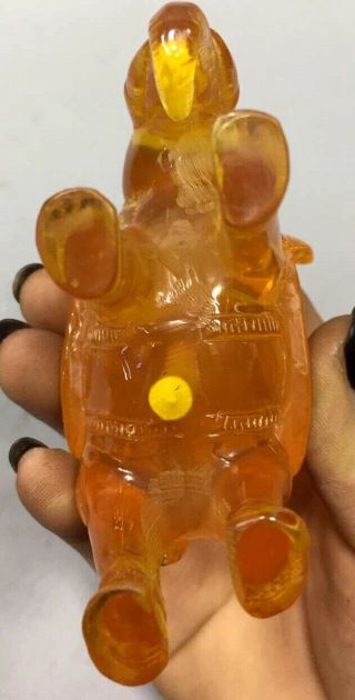 Room Decorative Collectable Amber Carve Auspicious Elephant Old Snuff Bottle 3