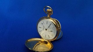 Antique C.  1894 Ladies Waltham Solid 14K Gold Hunter Case Pocket Watch Runs 4