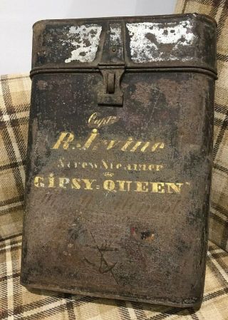 Antique Metal Ship’s Captain’s Box Gipsy Queen Screw Steamer West Hartlepool