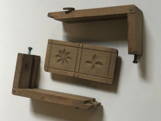 Antique Wooden Butter Mold with Hinged Sides in 6
