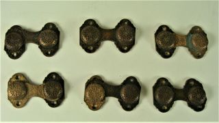 Set Of 6 Unusual Antique Brass Victorian Sash Locks & Keepers Brass Buttons