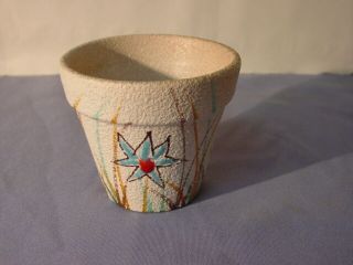 Vintage Mid Century Modern Italy Pottery Turquoise Flower Brown Grass Flower Pot
