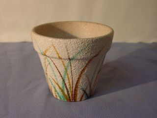 Vintage Mid Century Modern Italy Pottery Turquoise Flower Brown Grass Flower Pot 3