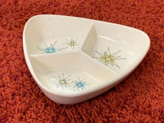 50s 60s Vtg Mid Century Franciscan Starburst Retro Triangle Condiment Dish