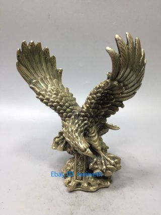Collectible Decorated Old Tibet Silver Handwork Carved Eagle Statue