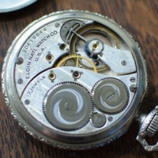 Antique 1928 Elgin 15 Jewel 10K Gold Filled Model 3 Pocket Watch 8