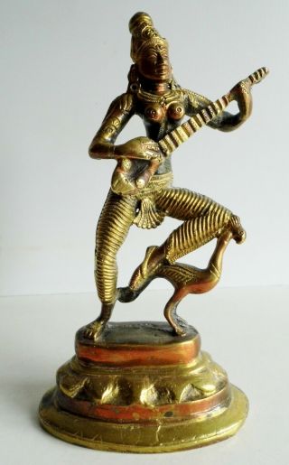 Wonderful Rare Old Bronze Statue Of Hindu Deity Saraswati - Fine Early Example
