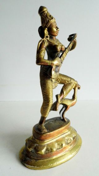 WONDERFUL RARE OLD BRONZE STATUE OF HINDU DEITY SARASWATI - FINE EARLY EXAMPLE 2