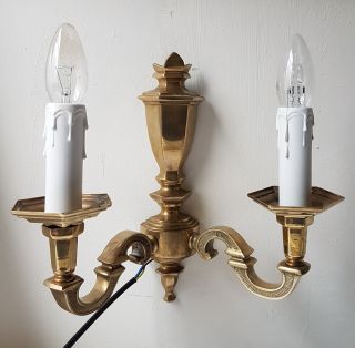Two Arm Wall Lights Vintage Solid Brass - Wall Light With Candle - 3 Available