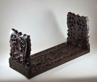 Antique 19th Century Blackforest? Carved Oak Sliding Bookends