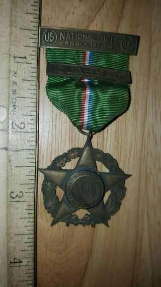 Vintage Nra National Rifle Asscoiation Class D Medal Ribon Look Civilian Club