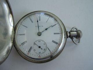 Antique Elgin Pocket Watch 18s Hunter S/n 11258722 C.  1904 Sterling Case Usa Runs