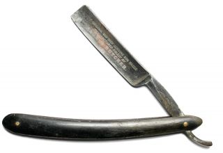 1860s Wade Butcher " Bow " Straight Shaving Razor With Etched Blade
