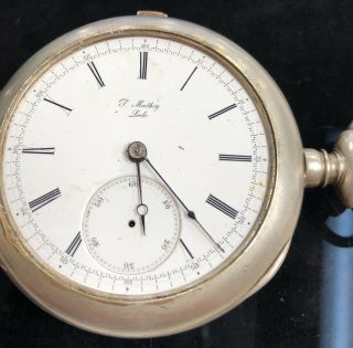 Vintage P.  Mathey Locle Pocket Watch W/ Sterling Silver Open Face Case