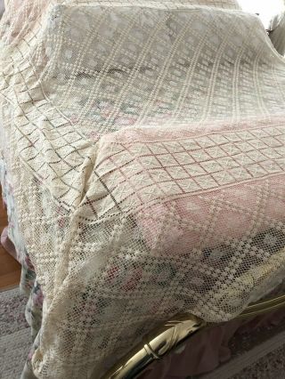 Fabulous Antique Dan Net Lace Bed Cover Bedspread