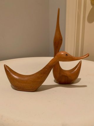 Mid Century Danish Modern Style 2 Wood Duck Figurines