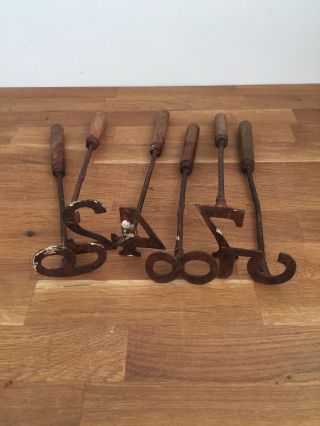 Set Of Six Vintage Numbered Branding Irons