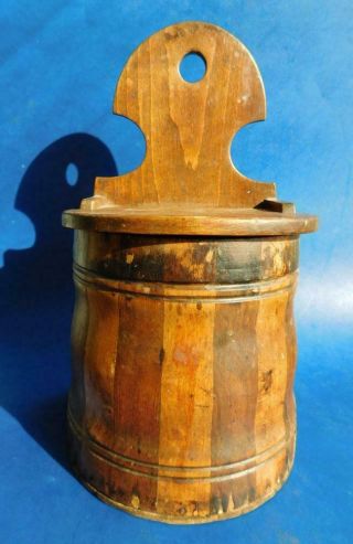 Rustic Kitchen Salt Box Salt Pig Barrel Form Wall Mount C1800s