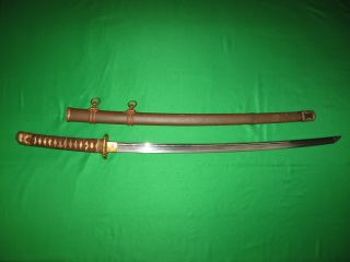 Japanese Pre Ww2 Army Sword With Old Blade And Familie Mon