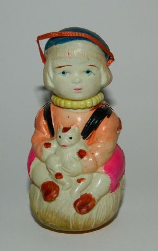 Vintage Very Rare Art Deco Celluloid Girl Doll Candy Container Toy Japan 50 