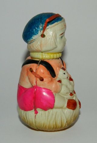VINTAGE VERY RARE ART DECO CELLULOID GIRL DOLL CANDY CONTAINER TOY JAPAN 50 ' s. 2
