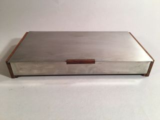 Mid Century Modern Stainless Steel And Wood Box,  18/8 Denmark