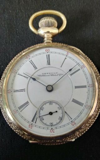 Waltham Size 18,  Appleton 15j Pocket Watch,  Adjusted In Gf Case With Locomotive