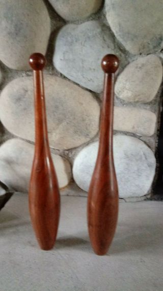 Antique Polished Wooden Exercise Clubs Circa 1900 