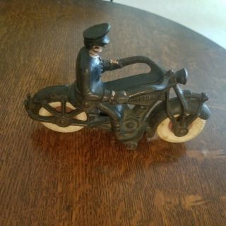 Hubley Champion Vintage Cast Iron Toy Motorcycle Police