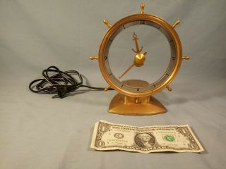 Vintage Jefferson Golden Helm Ships Wheel Mystery Clock