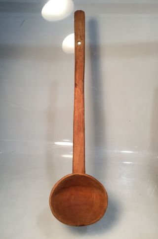 Antique Vintage Primitive Large Hand Carved Wood Ladle Spoon Wall Hanging