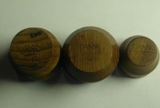 3 Vintage Mid Century DANSK Teak Wood Stoppers for Wine Carafe Glass Decanter 2