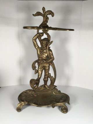 Vintage Victorian Brass Umbrella Or Walking Stick Stand.  25” High Ornate