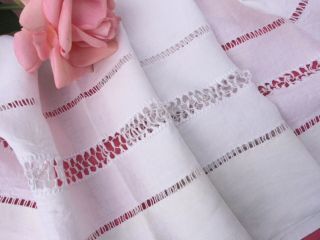 Gorgeous Huge Vintage French Pure Linen Sheet Lovely Embroidery 232 Cms Wide