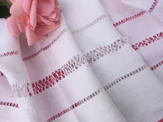 GORGEOUS HUGE VINTAGE FRENCH PURE LINEN SHEET LOVELY EMBROIDERY 232 CMS WIDE 6