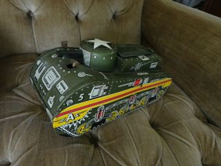 Rare Marx Toys Tin Litho Windup 5 - A Us Army Doughboy Tank