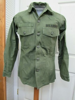 Us Vietnam Era Og 107 Fatigue Shirt Cotton Sateen Us Army 1967 Date 14 1/2 X 33