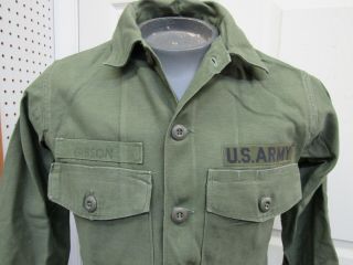 US Vietnam Era OG 107 Fatigue Shirt Cotton Sateen US Army 1967 Date 14 1/2 x 33 2