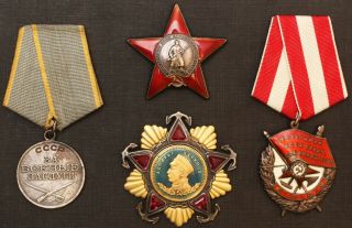 Wwii Awards Order Medal Set Nakhimov 1st Class Red Banner Red Star Battle Merit