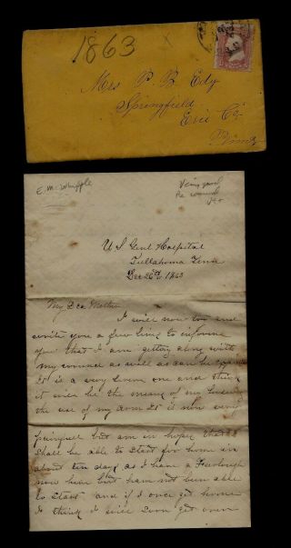 111th Pennsylvania Infantry Civil War Letter Bad Injury At Tullahoma,  Tennessee