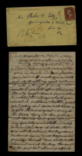 14th Pennsylvania Cavalry Civil War Letter - Aftermath Of Antietam Battlefield