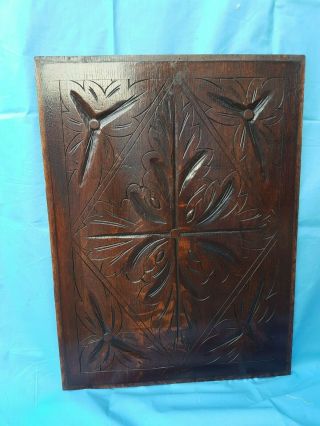 Antique French: Carved Oak Door Panel Richly Decorated - 19th