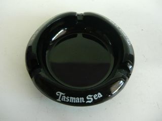 Vintage Tasman Sea Restaurant Black Glass Ashtray Los Angeles Palos Verdes Sp