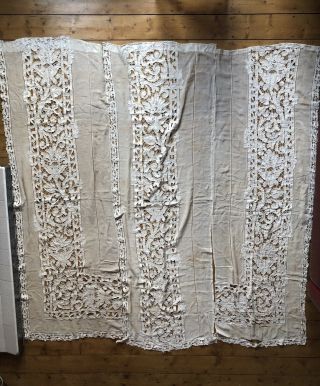 Antique French Lace Drape Draperies Curtain Panels