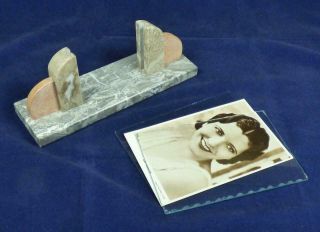 ART DECO,  FRENCH MARBLE PHOTO FRAME,  Vintage c.  1930 ' s - Pink & Grey Marble 4
