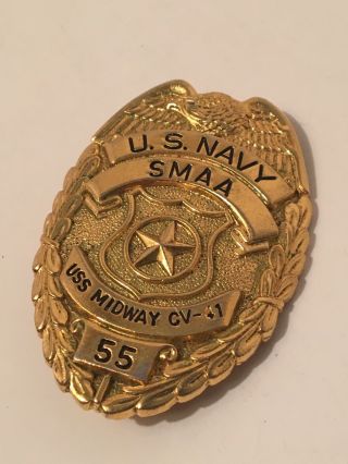 U.  S.  Navy Smaa U.  S.  S.  Midway Cv - 41 Badge Very Rare Obsolete Finds 702